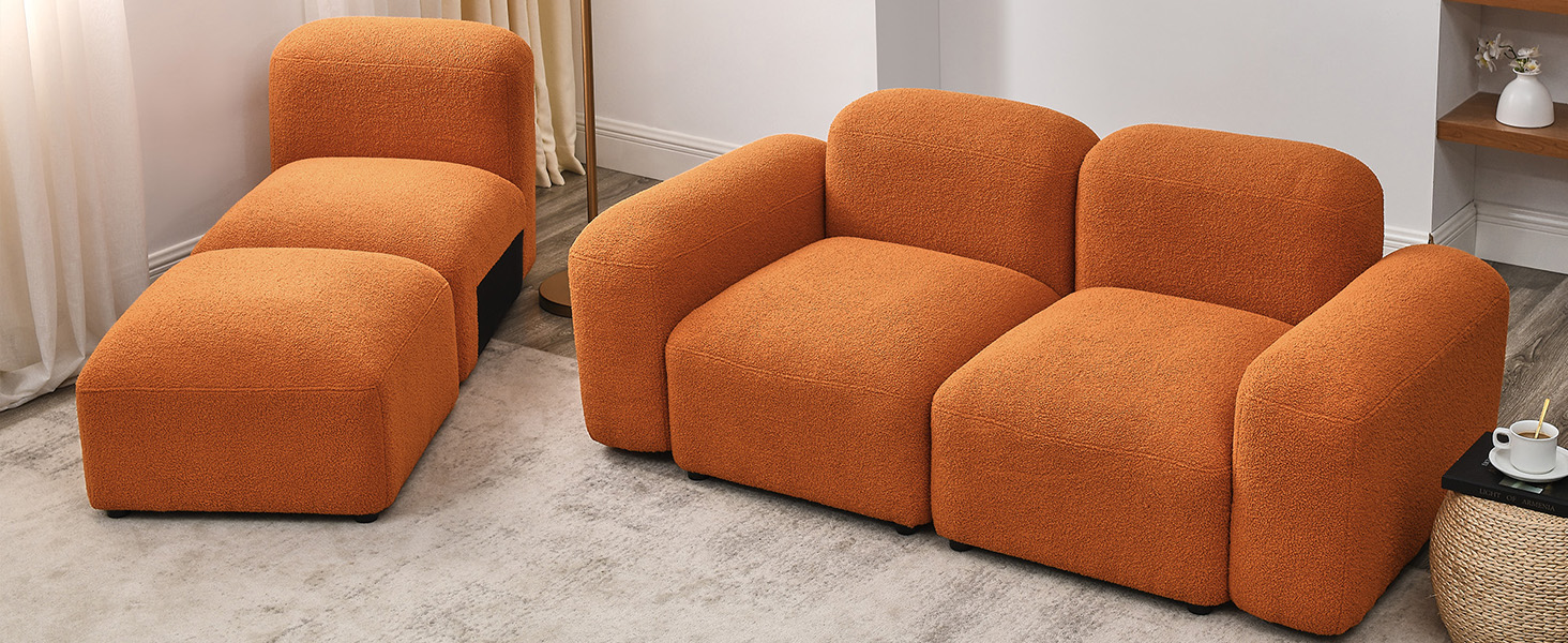 Taiweny Convertible Modular Sectional Sofa, Teddy Fabric L