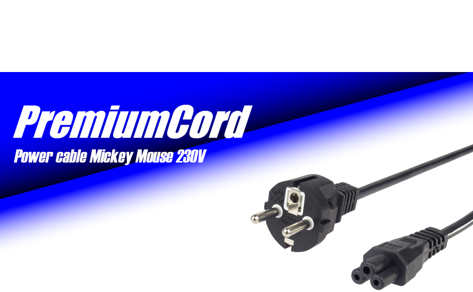PremiumCord kpspt2 Mickey Mouse Power Cable 230 V 2 m, Power Cable with