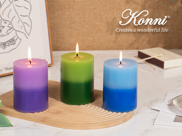 Amazon.co.jp: KAMMAK ピラーキャンドル ロウソク ろうそく 3個