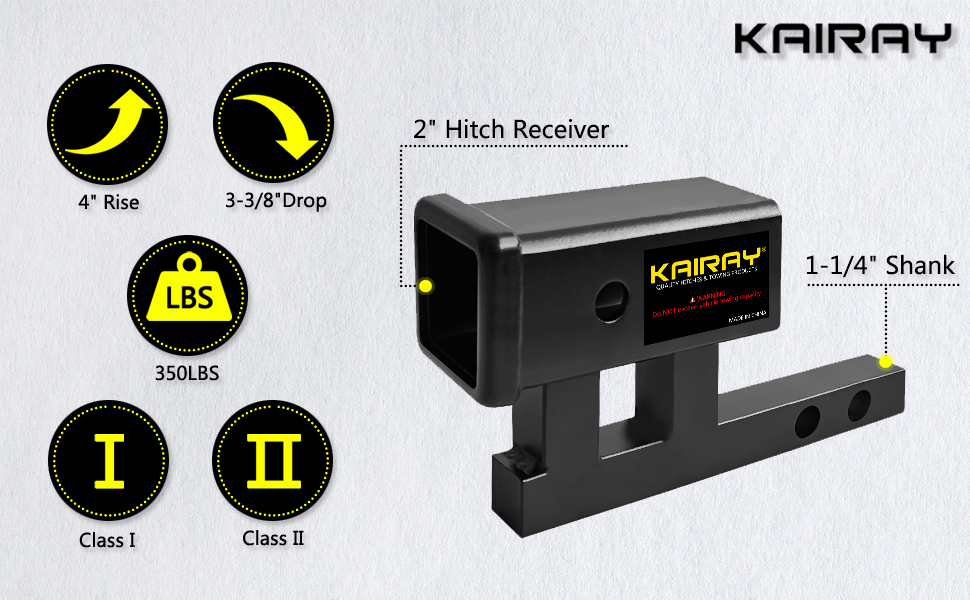 KAIRAY 11/4 inch to 2 inch Hitch Adapter Trailer Hitch