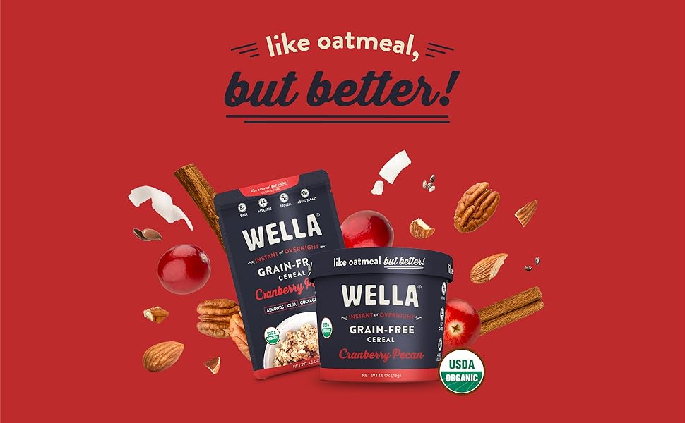 Wella Cereal Oatmeal Alternative, GlutenFree Breakfast Hot Cereal, GrainFree Paleo