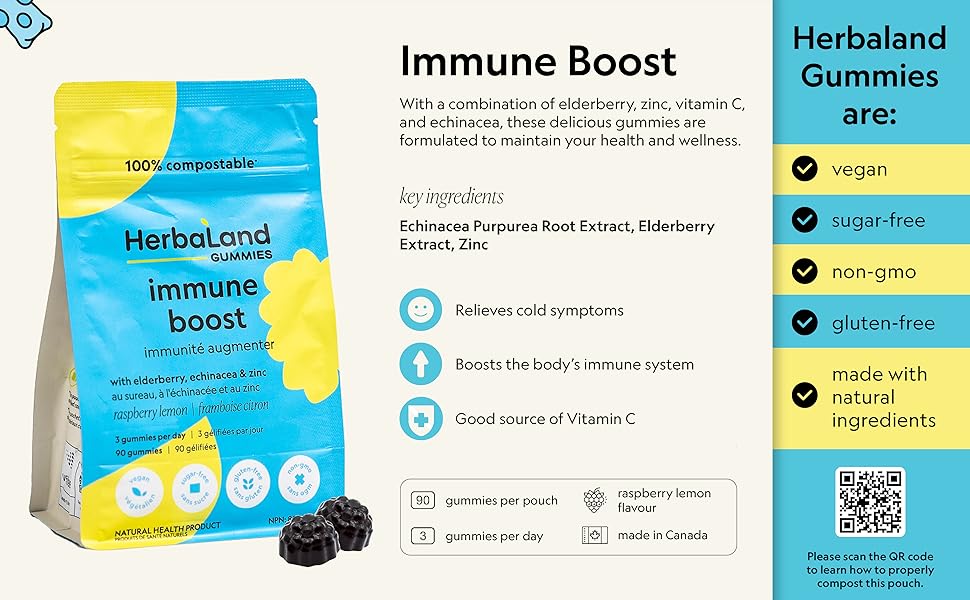 Herbaland Vegan Immune Boost (Immune Plus) Gummies for Adults