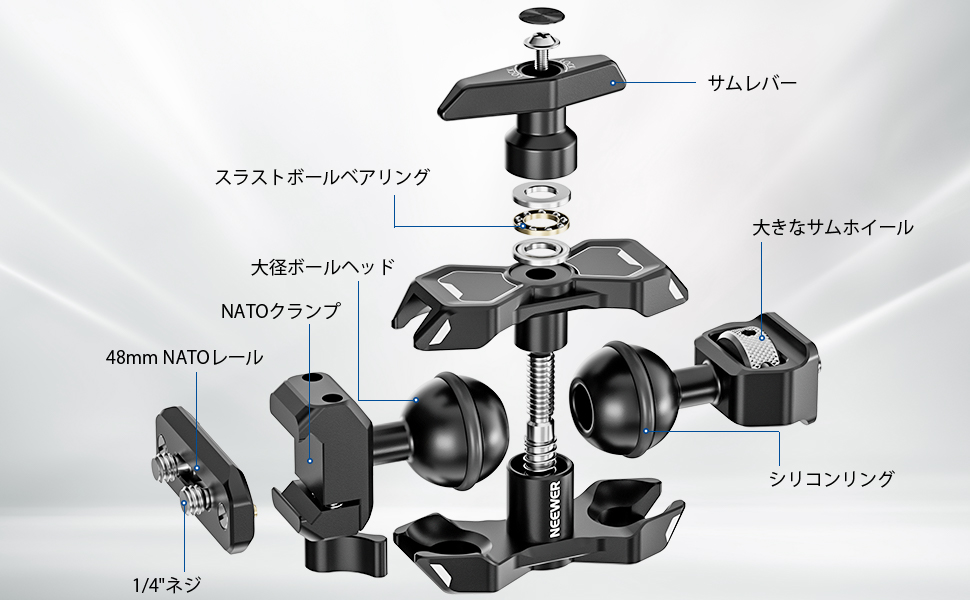 camvateカメラNATOロックキット関節式Miniボールヘッド(レッド