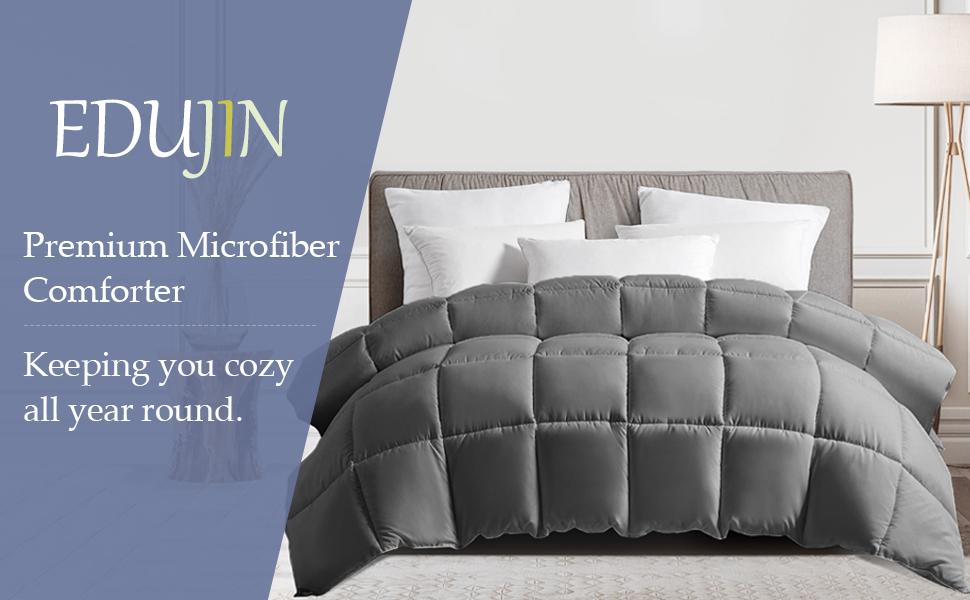 EDUJIN Soft Quilted Twin Down Alternative Comforter，All