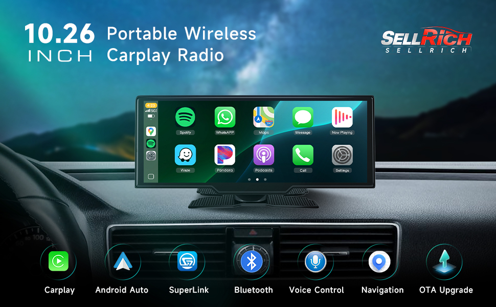 Amazon.com: Carplay Screen for Car, 10.26 inch IPS Touch