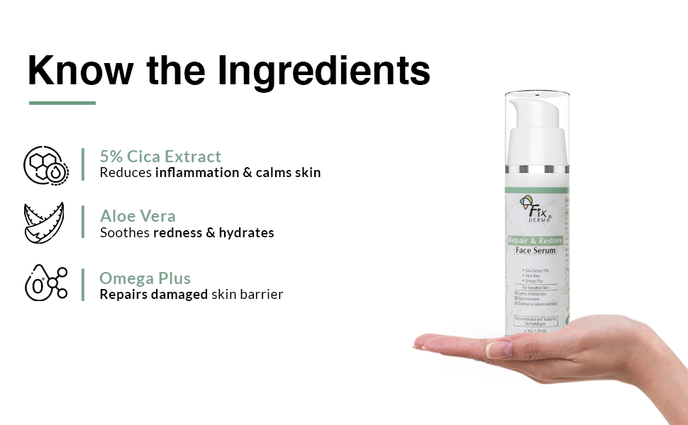 Fixderma 5% Cica Extract Repair & Restore Face Serum for