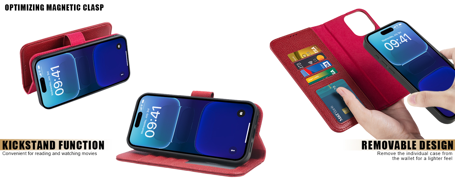 LUMARKE for iPhone 16 Pro Max Case Wallet with Card Holder Detachable Flip Folio