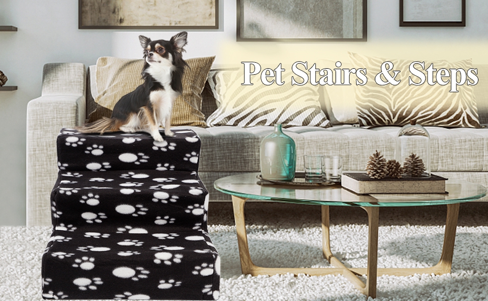 yofit Doggy Steps NonSlip 3 Steps Pet Stairs for Cats and Dogs, Foldable Plastic