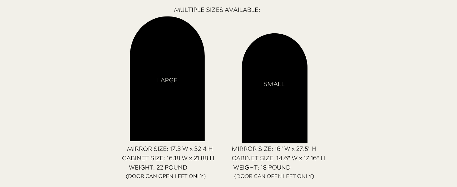 Arched Black Medicine With Mirror, Recessed Or