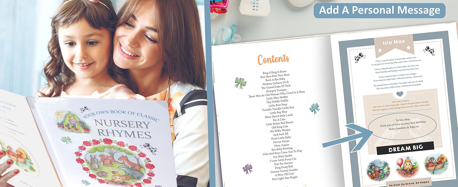 Classic Nursery Rhymes Personalised Keepsake Book for Baby and Toddler