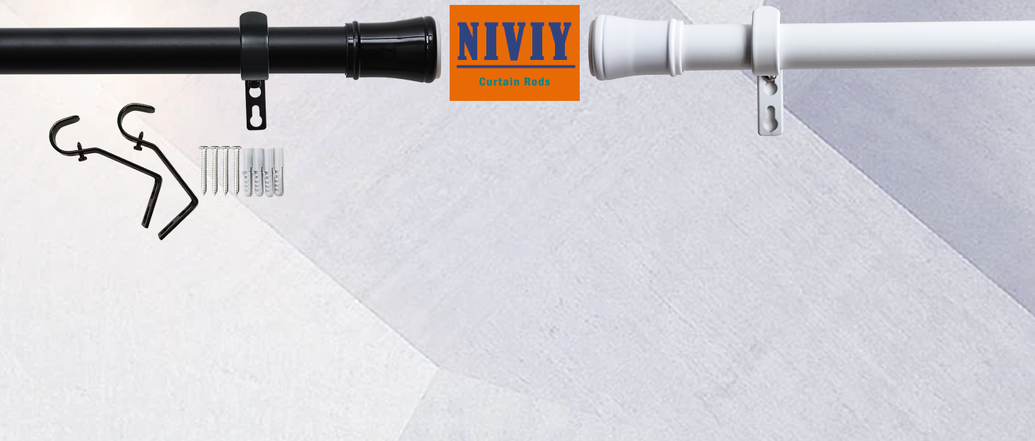 Niviy Easy Install Tension Window Curtain Rod, Spring