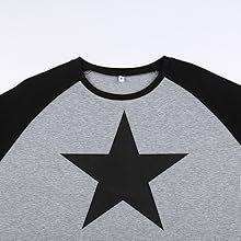 トップス 00s black star pattern long T-shirts y2k Women Vintage Star Pattern Stripes Patchwork T Shirts Long