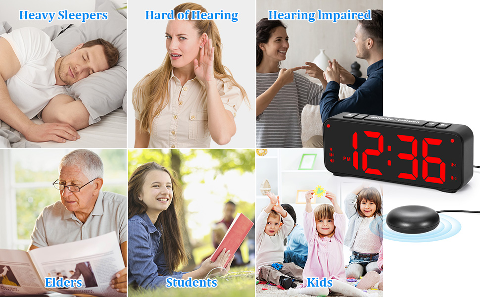 Sukeen Vibrating Alarm Clock for Heavy Sleepers Dual Alarm Clock