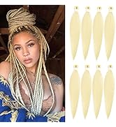 Blonde Braiding Hair Pre Stretched 8 Packs 24 Inch Pre-stretched Braiding Hair Soft Yaki Texture,...