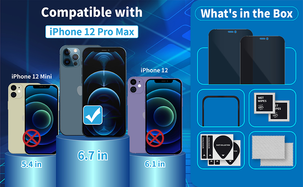 [2 Pack] QUESPLE Privacy Screen Protector for iPhone 12 Pro Max 6.7