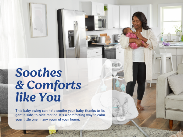 Graco simple sway swing soothing comfortable engaging cozy songs sounds side-to-side swaying calm