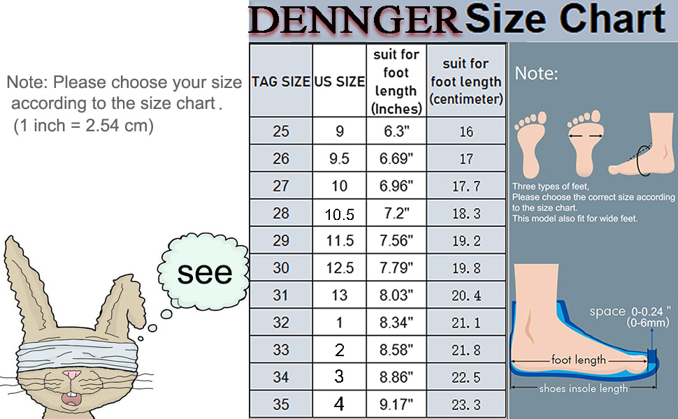 Kid shoes size chart