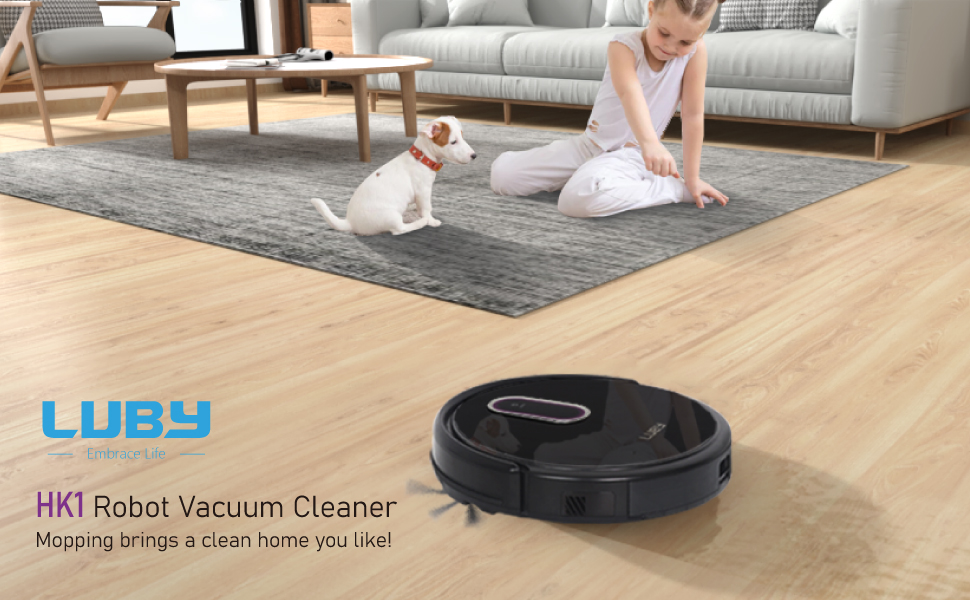 LUBY HK1 Robot Vacuum Cleaner, 2200Pa Strong Suction Robotic Vacuum and