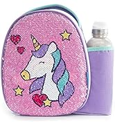 Smash 22841 Insulated, Polyester, 500 milliliters, Reverse Sequin Unicorn Lunch Bag and 500ml Bot...