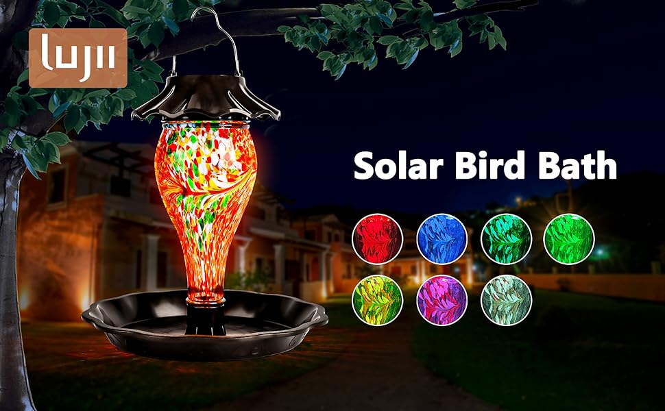 LUJII Solar Bird Bath
