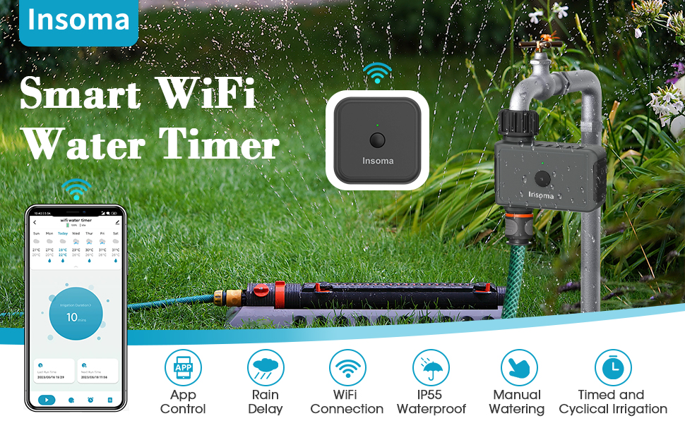 WiFi Sprinkler Timer, WiFi Water Timer for Garden, Irrigation Hose