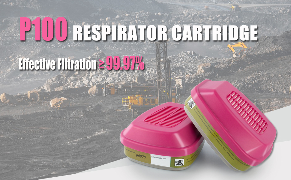 P100 Respirator Cartridge, 60926 Particulate Filter, Compatible with