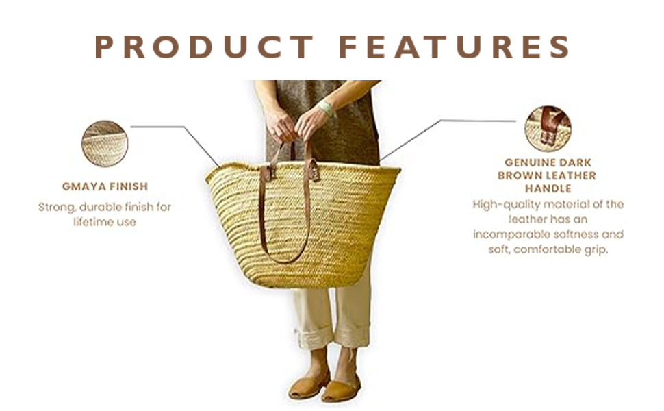 Amazon.com: FRENCH BASKET with double flat leather handles