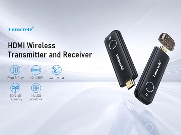 Lemorele Wireless HDMI Transmitter and Receiver Kit,Portable