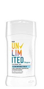Degree Unlimited Clean Invisible Solid Antiperspirant Deodorant, 2.7 oz