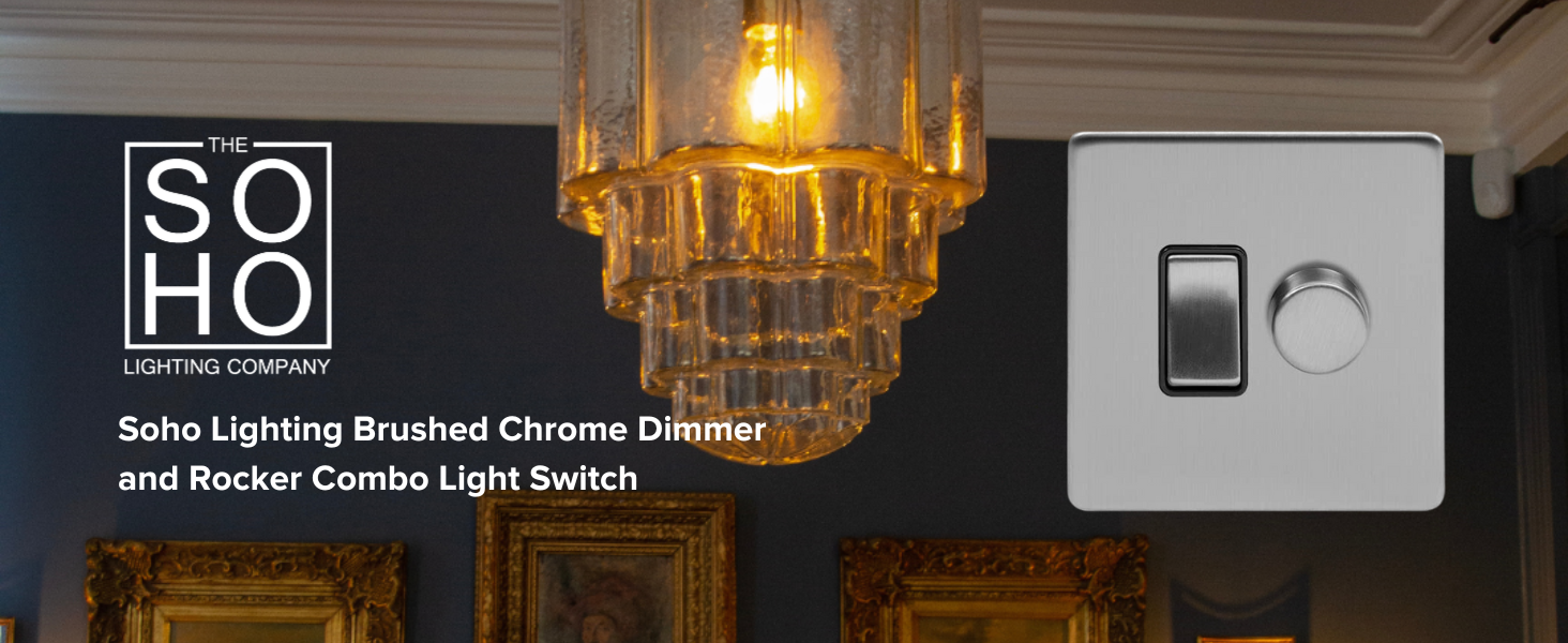 Soho Lighting Brushed Chrome Dimmer and Rocker Switch Combo Light Switch 2 Way Switch & Trailing Soho Lighting Brushed Chrome Dimmer and Rocker Switch Combo Light Switch 2 Way Switch & Trailing