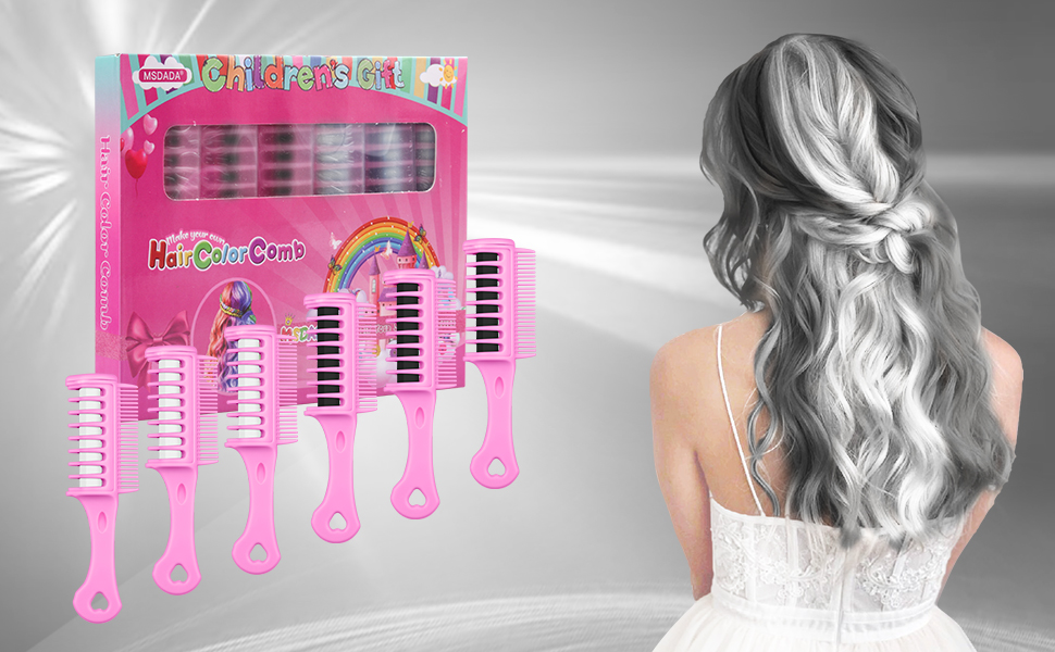 Hair Chalk Combs for Kids, MSDADA Temporary Hair Color Dye for Kids