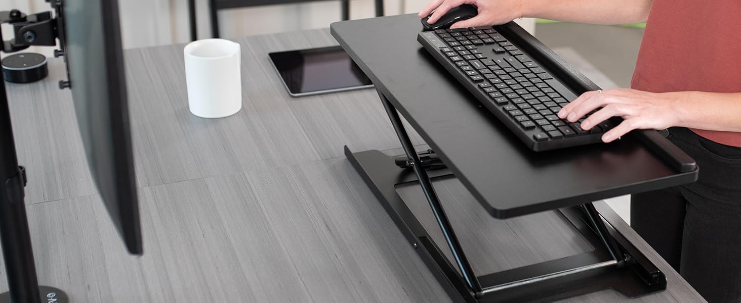 VIVO Black Single Top 69cm HeavyDuty Scissors Lift Keyboard and Mouse