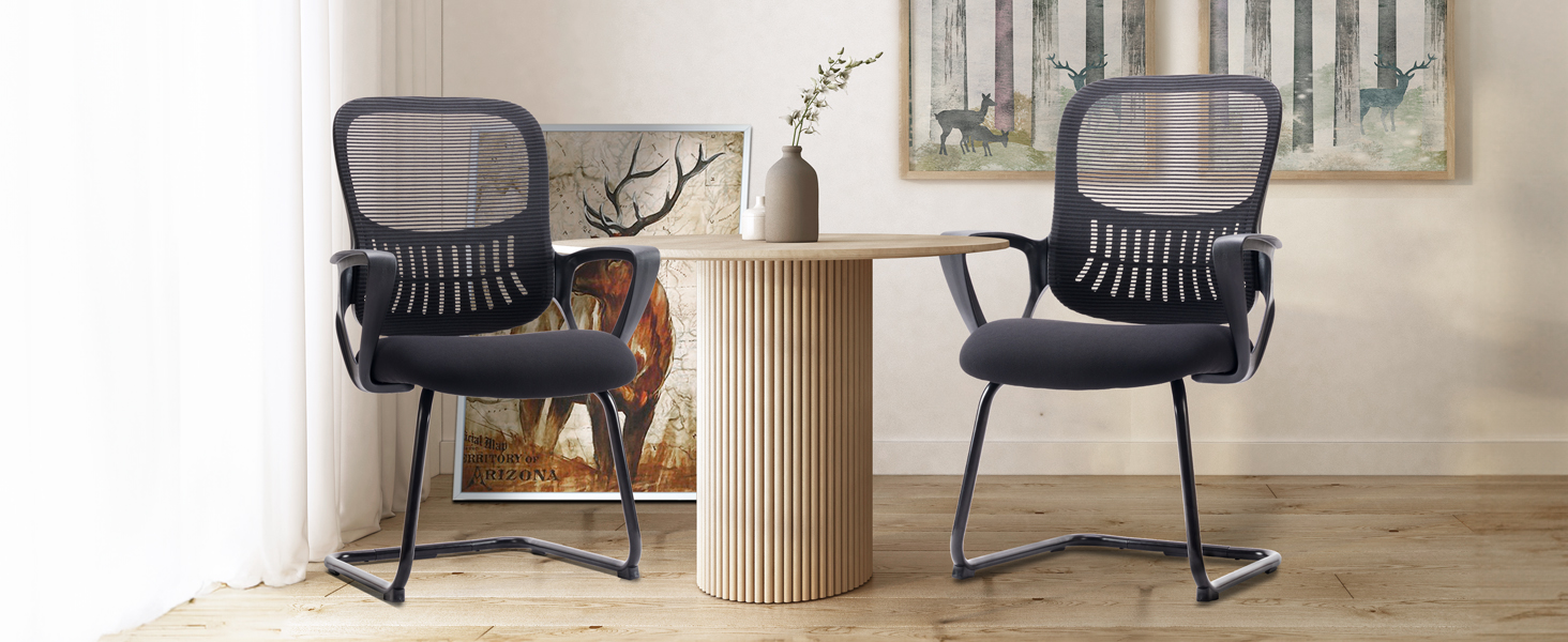 Sweetcrispy Reception Guest Chair Set of 2, Stationary Non