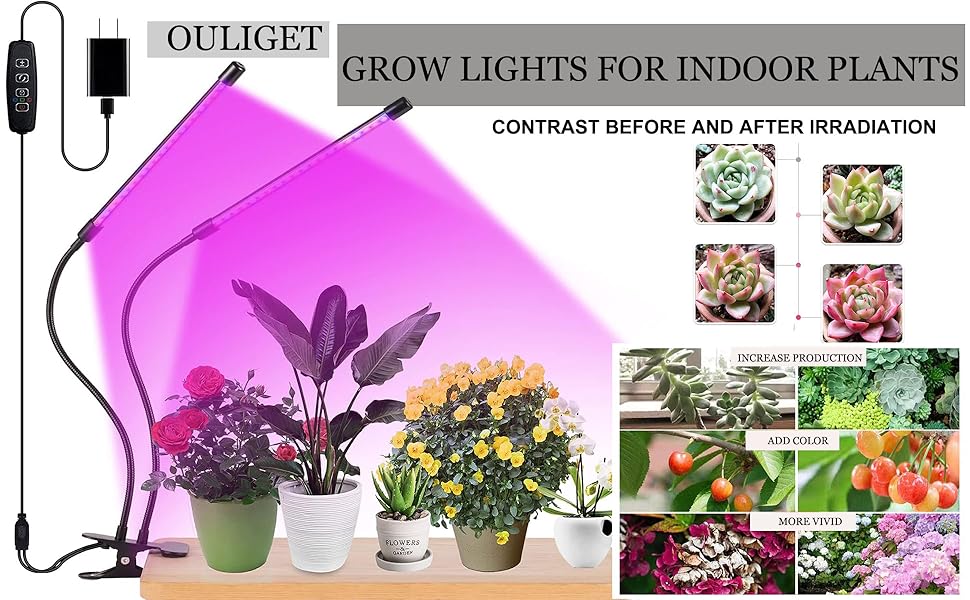 2 Head Gooseneck Clip on Plant Grow lamp