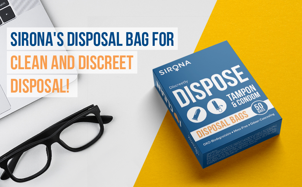 Sirona Condom and Tampon Disposal Bags 100 Bags (Pack of 2x50 Bags) for Discreet Disposal of