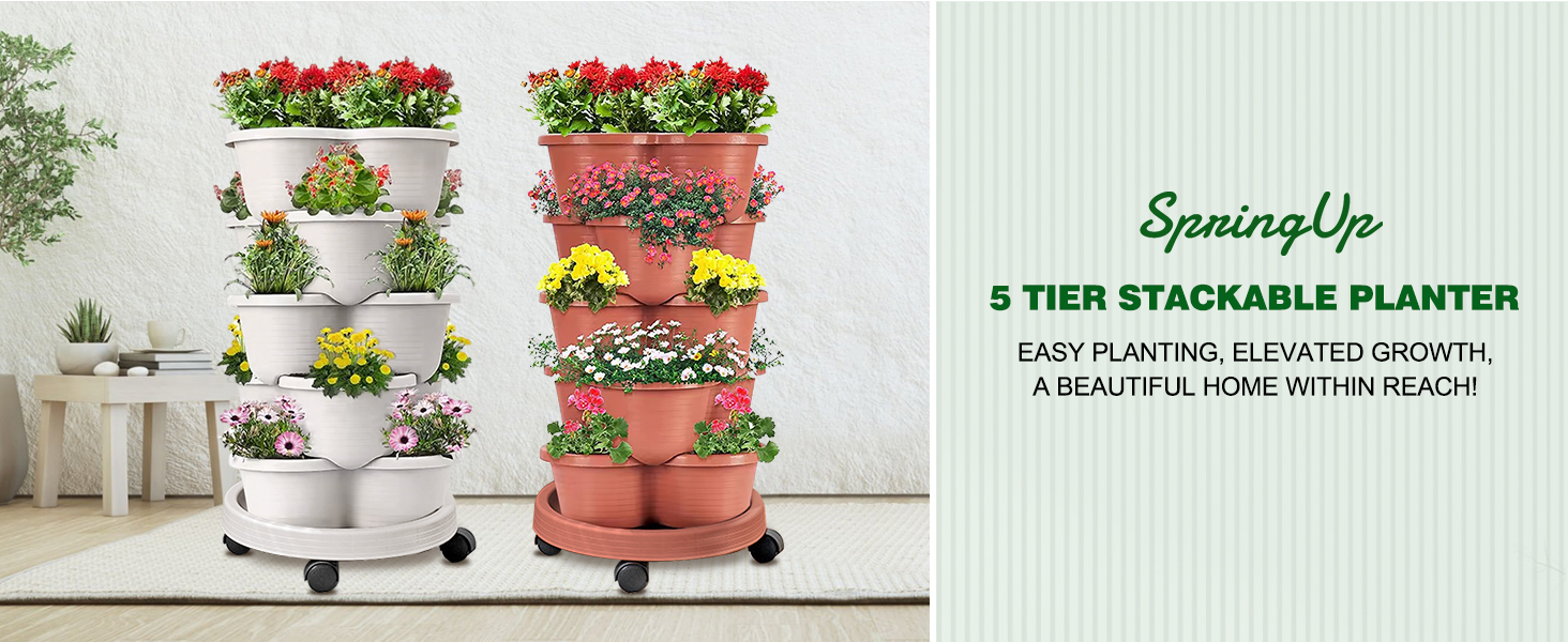 5 Tier Vertical Garden Strawberry Stackable Planters