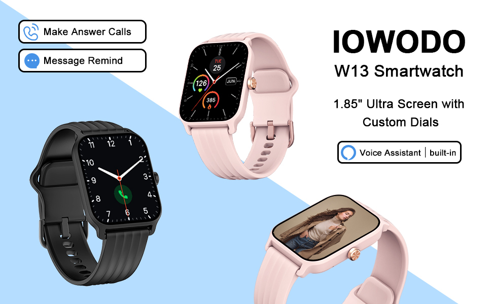 IOWODO W13 smartwatch fitnesshorloge voor heren dames, smartwatchoproepen met waterdicht