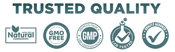 Trusted Quality: Natural Ingredients, GMO Free, GMP Certified, Lab Tested, Quality Assured