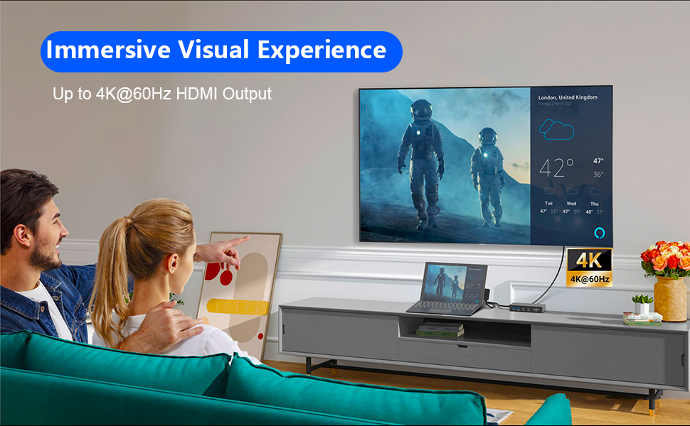 USB C KVM Switch Docking Station for 2 Laptops, 4K60Hz