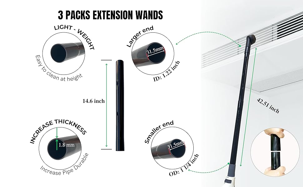 3 packs Wand for Hard to Reach Places, especially for cleaning tight and high-up spaces, etc. 