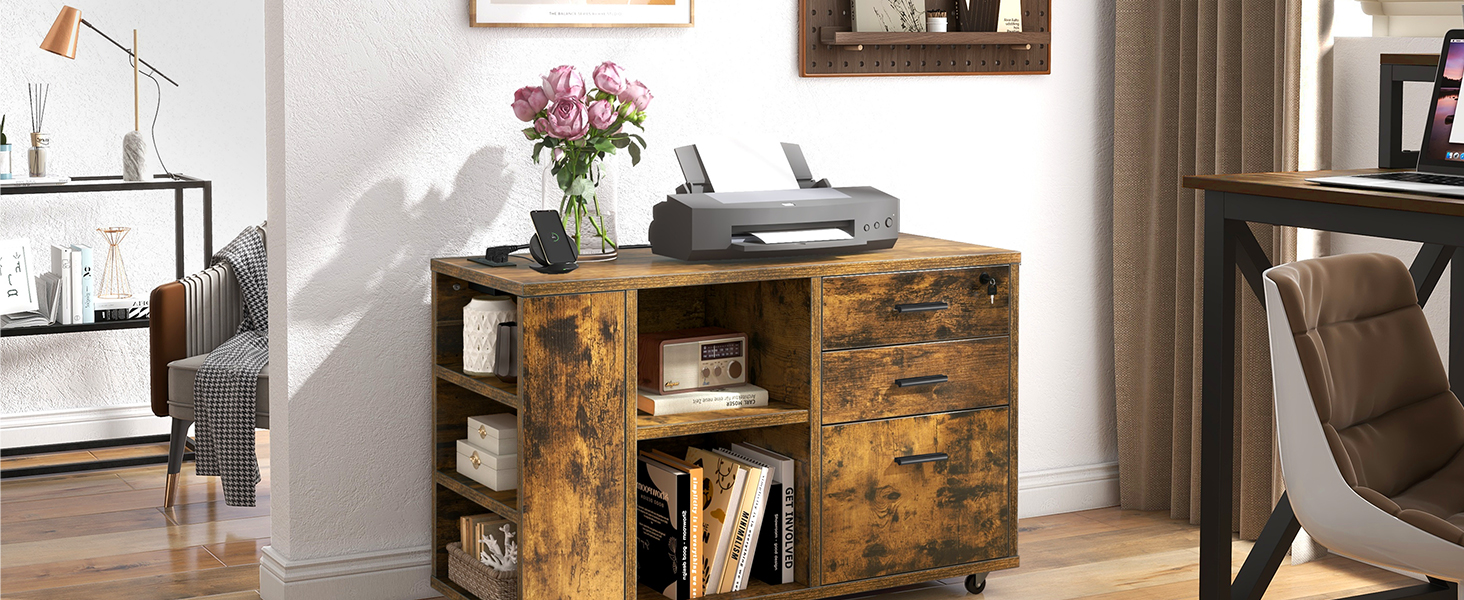 DWVO File with Charging Station, 3 Drawer Lateral