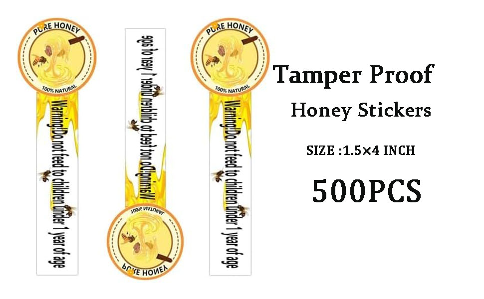 Tamper Proof Honey Stickers Tamper Evident Seals Labels for Honey Jars 1.5×4 Inch