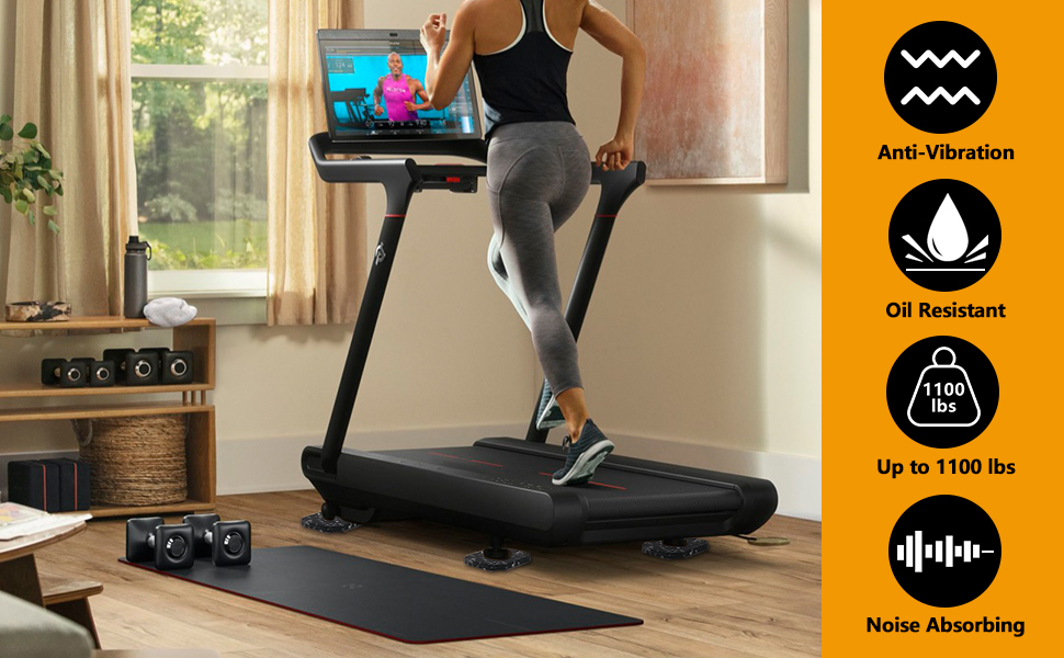 Powrocket Treadmill Mat,4 Pack Antivibration Shock Absorbing Exercise