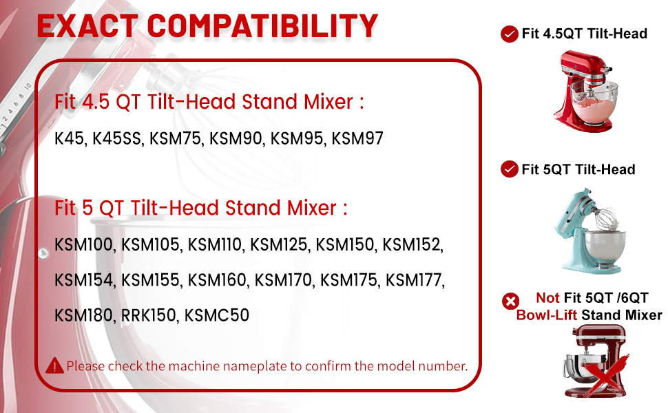 kitchenaid mixer whisk attachments Designed for kitchenaid 4.5Qt and 5Qt tilt head stand mixer