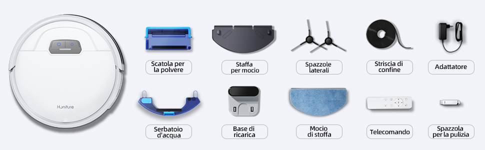 HONITURE G20 Robot Aspirapolvere Lavapavimenti Economico Con Mappatura,Aspirazione 3000Pa Ideale Per I Peli Degli Animali Domestici, WiFi/App/Alexa,Pavimenti E Tappeti,Nuovo Prodotto Offerte 16 Ricambi Completamente Attrezzati