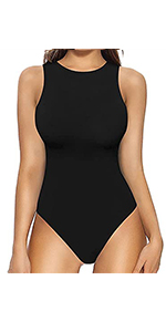 Women‘s Halter Neck Sleeveless Sexy Tank Tops Long Sleeve Bodysuit