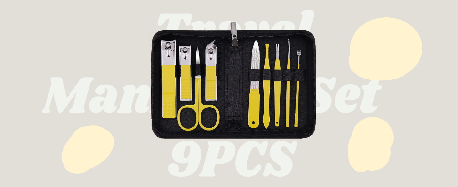 travel manicure set 9 in 1 yellow
