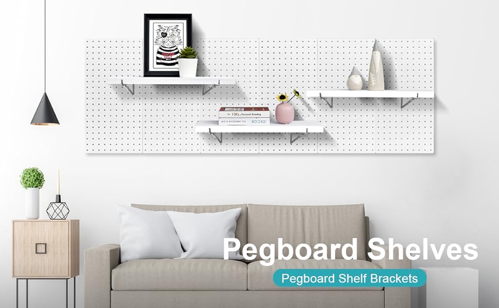Pegboard Shelf White, Pegboard Shelves with Steel Pegboard