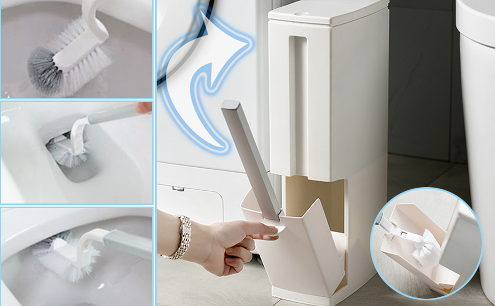 slim bathroom trash can toilet brush set rv accessories holder camper inside garbage bin narrow