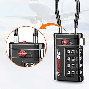 Forge TSA lock with a red indicator, notifying travelers when TSA has inspected their luggage